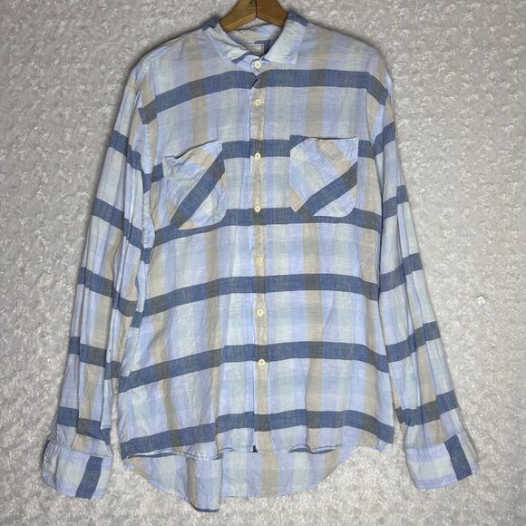 Billy Reid Men's Plaid Button Down Size XL - Picture 3 of 4